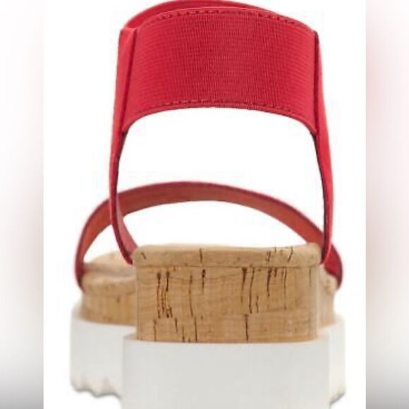 NIB Sun + Stone Women’s Red Cork Slip On Strappy Platform Sandal Open Toe Size 6 - Picture 2 of 8